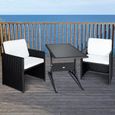Ensemble table et chaises en polyrotin 7 pièces Set patio Coussins 7cm Extérieur-0