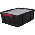 Boite de rangement plastique noire avec couvercle