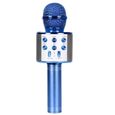 Microphone sans fil 858 - Haut-parleur de microphone de chant de téléphone Bluetooth tout en un - Bleu-0