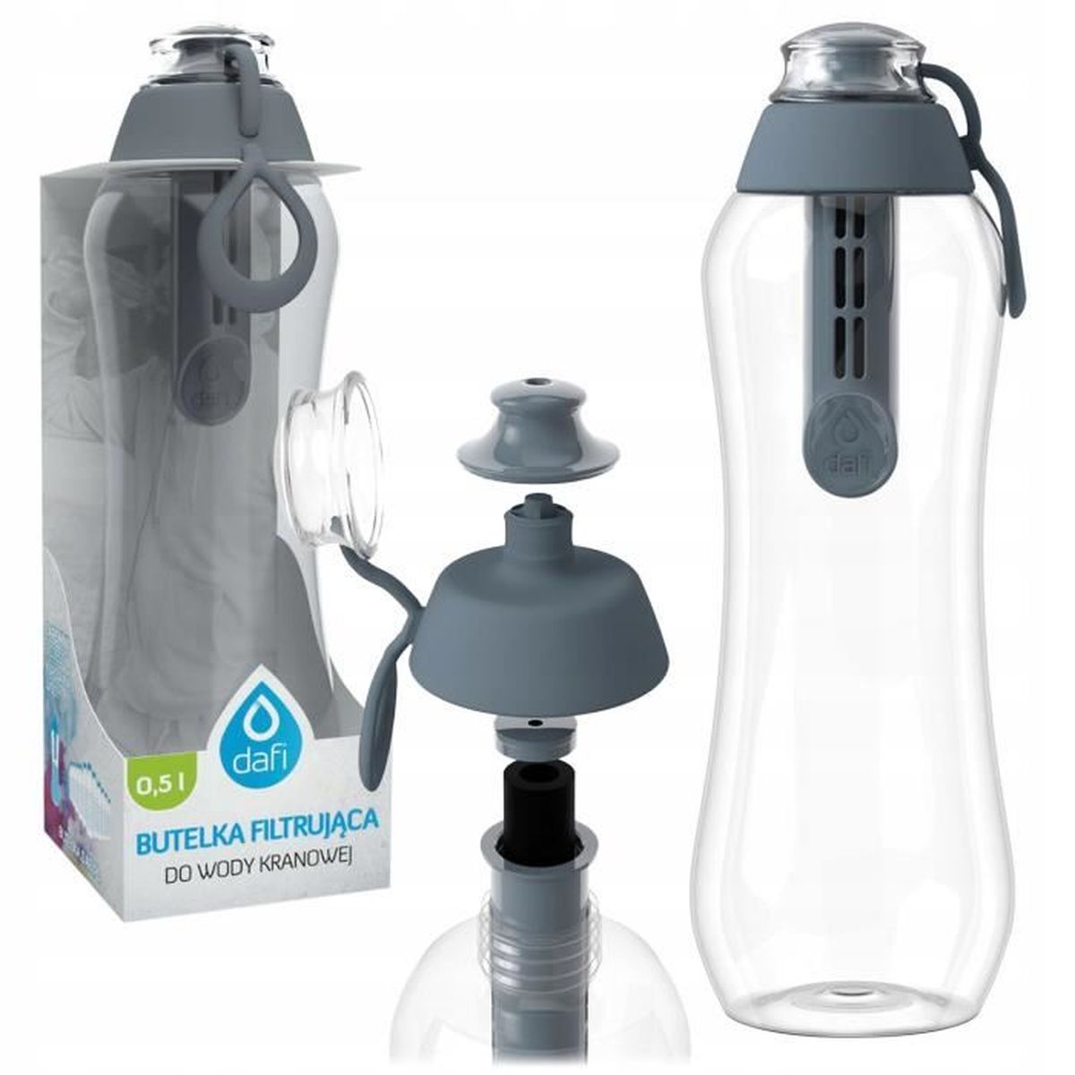 Bouteille filtrante transparente Dafi Eco-friendly 0,5 l gris ...