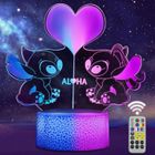 KENLUMO Lampe Stitch Noël Enfant Cadeau fille Lampe de chevet LED télécommande Touchez pour changer decouleur decoration veilleuse