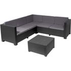 PEGANE Salon de Jardin de 5 places en résine tressée coloris anthracite( 2 canapés + table basse)