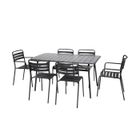 SWEEEK Table de jardin pliante métal + 6 assises 2 fauteuils 4 chaises. Amelia. anthracite. 141.2 x 80 x 72.5cm
