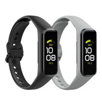 Moko 2 Pack Bracelets Compatible avec Samsung Galaxy Fit 2, Bracelet de Montre de Remplacement Reglable en TPE, Noir/Gris
