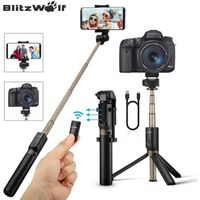 BlitzWolf 4 EN 1 Perche Selfie Trépied avec Télécommande Bluetooth Monopode Extensible Pour téléphone, Caméra Sport