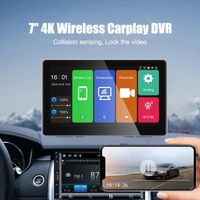 Caméra de Voiture 4K (3840x2160P) WIFI avant avec écran 7'', Carplay Android Auto, Capteur G, Enregistrement en boucle