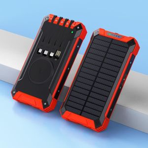 BATTERIE EXTERNE Rouge 20000mah-FLOVEME-Batterie d'alimentation Solaire, chargeur universel sans fil avec éclairage LED, pour
