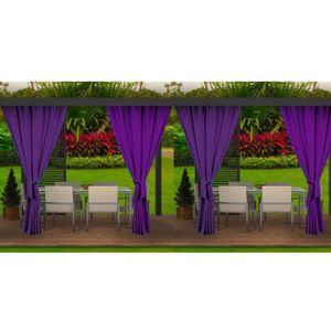 PARE-SOLEIL Rideaux D'extérieur Imperméable | 4 x 155x200cm Violet - Rideau Exterieur pour Terrasse - Rideau Pare-Soleil pour Balcon
