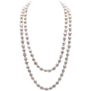 Long 46" 7-8 mm Naturel Noir Blanc eau douce Perle Baroque Collier Long 46" 7-8 mm Naturel Noir Blanc eau douce Perle Baroque Collier
