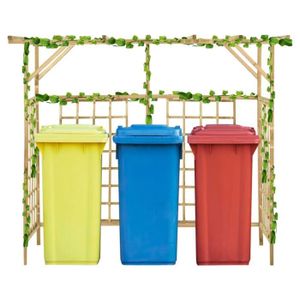 TONNELLE - BARNUM Pergola de jardin pour poubelles triples en bois de pin imprégné - Qualité luxe©