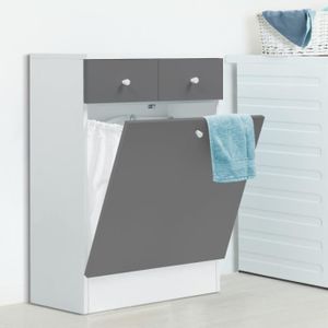 Meuble Avec Bac A Linge Integre En Bois Blanc Achat Vente