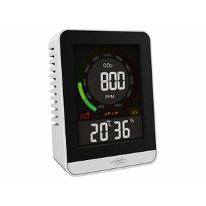 MESURE THERMIQUE Détecteur de CO2 avec horloge et thermomètre-hygromètre