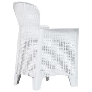 Ensemble table et chaise de jardin LE SHOP Ensemble de bistro 3 pcs Plastique Blanc Aspect de rotin - Haute qualité