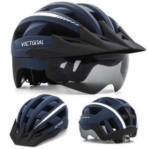 CASQUE DE VÉLO Casque de vélo avec lunettes et visière solaire pour VTT - Navy Helmet