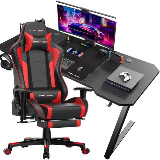 Chaise Gaming GTPLAYER Dragon Series - Haut-parleur Bluetooth, Repose-pieds, Cuir Ergonomique | Fauteuil Gamer Confortable