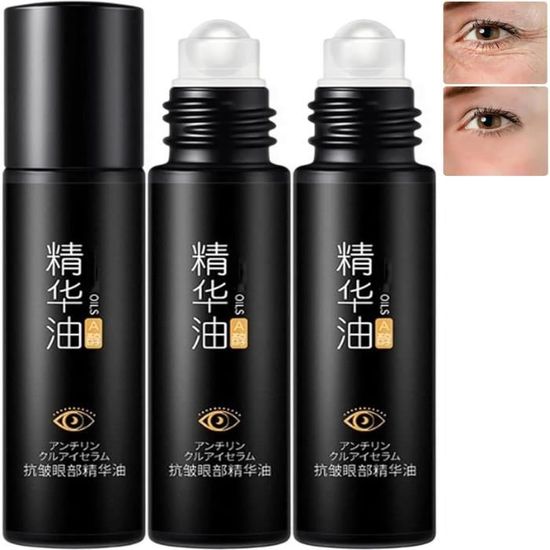 Time Eraser Lot de 3 stylos à bille roulante sous les yeux, sérum