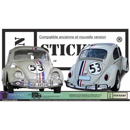 Volkswagen Coccinelle Bandes Choupette 53 - Kit Complet - Tuning Sticker Autocollant Graphic Decals