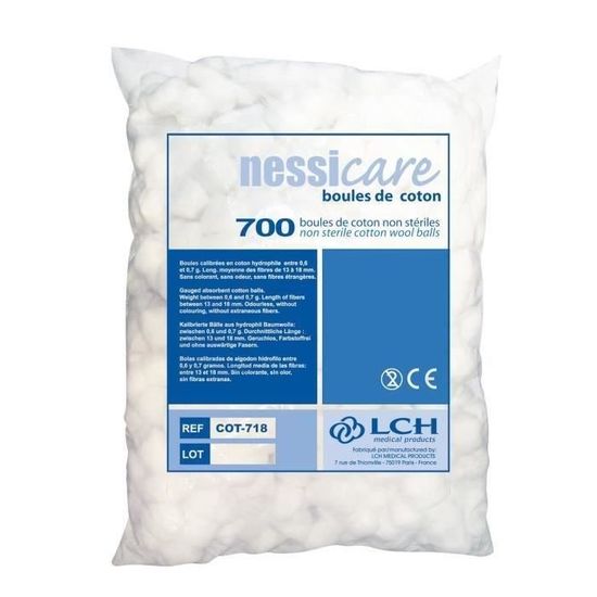 Boules de coton hydrophile 0,4-0,5g Robé Médical - Sachet de 700