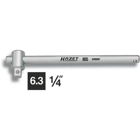 Manico A T Hazet 865 - 1/4 Di Pollice (6.3 Mm), Cromato, Con Sfera Di Sicurezza, Made In Germany - Foto 2