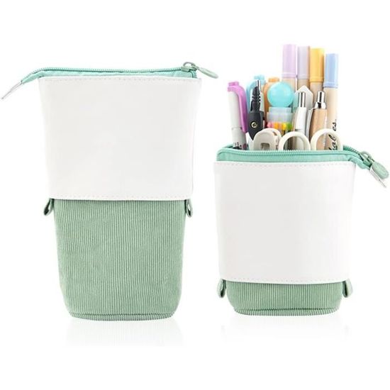 Rolin Roly 2Pack Estuche Escolar Pequeña Bolsa Para Lapices Estudiante Plumier Lápices Bolsa Pencil Case (White+Dark Blue