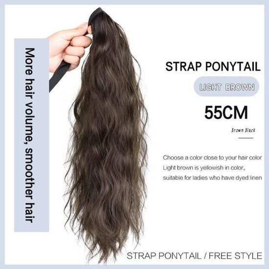 Extension Cheveux Synthétique Queue De Cheval Marron Châtain Ondulé - Avec Pince, Facile à Attacher