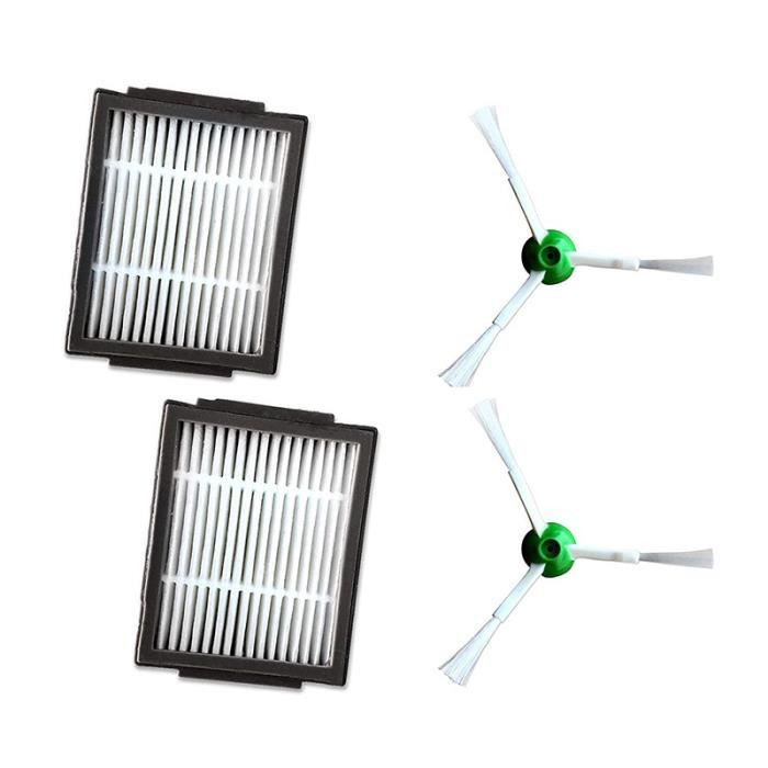Kit d'accessoires de Rechange pour Brosse à Rouler pour iRobot Roomba I Series iRobot i7 E5 E6 (2*filter+2*side Brushes)