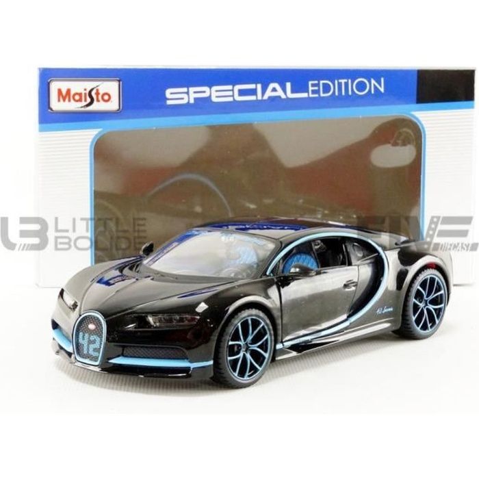 Voiture Miniature de Collection - MAISTO 1/24 - BUGATTI Chiron - World Record 2017 - Zero 400 Zero - Black / Blue - 31514BK