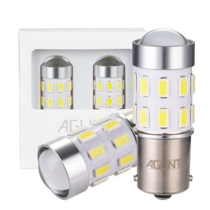 AGLINT P21W 1156 LED 24SMD BA15S Feux Arrière Voiture DRL Stationnement Clignotants Feu Recul Blanc 12V 24V 2Pcs