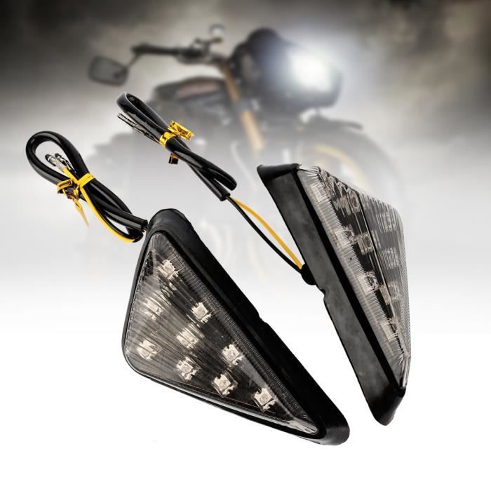 1 paire Moto Triangle Encastré Clignotant Fumée Ambre LED Lumière AP 12V