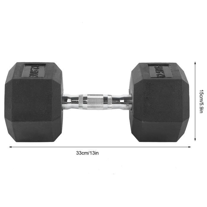 12,5 kg en caoutchouc hexagone exercice haltère gymnase à domicile entraînement équipement de remise en forme sans défilement -FOE