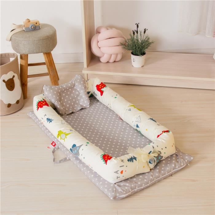 Lit Bébé Réducteur + Tour De Lit Bébé Matelas + Bébé Oreiller 0~24M Lavable Berceau Lit Bébé Sécurité Sommeil Coussin 90*55*15cm