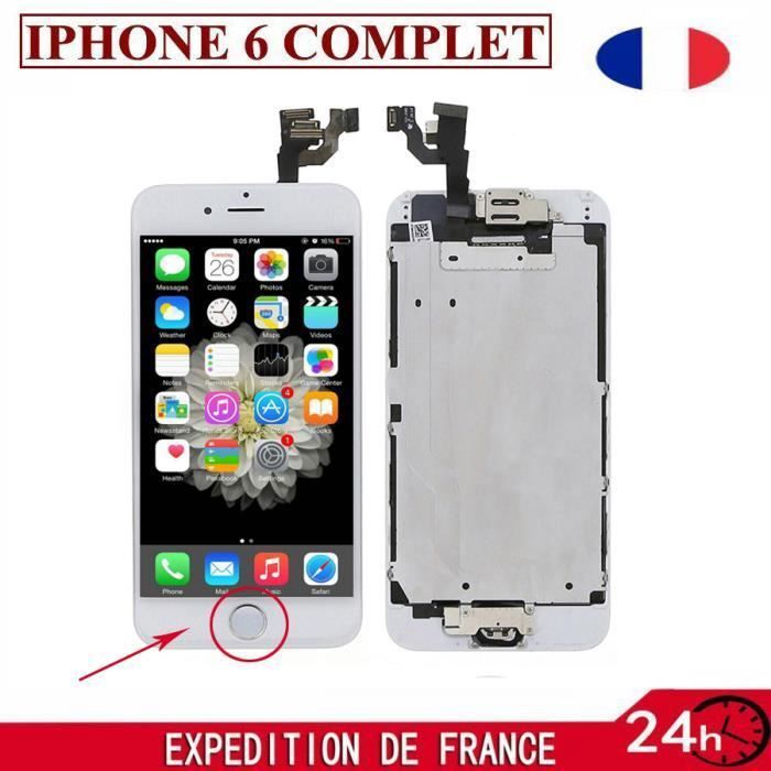 ECRAN IPHONE 6 LCD Complet 4.7 + HOME CAMERA + VITRE TACTILE CHASSIS (Envoie sous 24H de FR)
