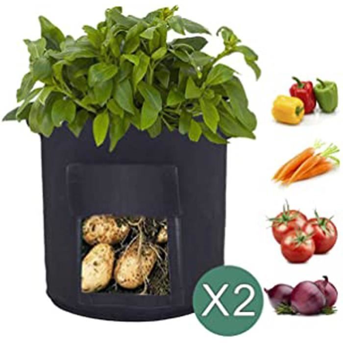 Lot De 2 Sacs De Culture Pour Pommes De Terre Avec Rabat Pour Cultiver Des Légumes, Des Carottes, Des Oignons, Des Tomates 33 Cm X 3