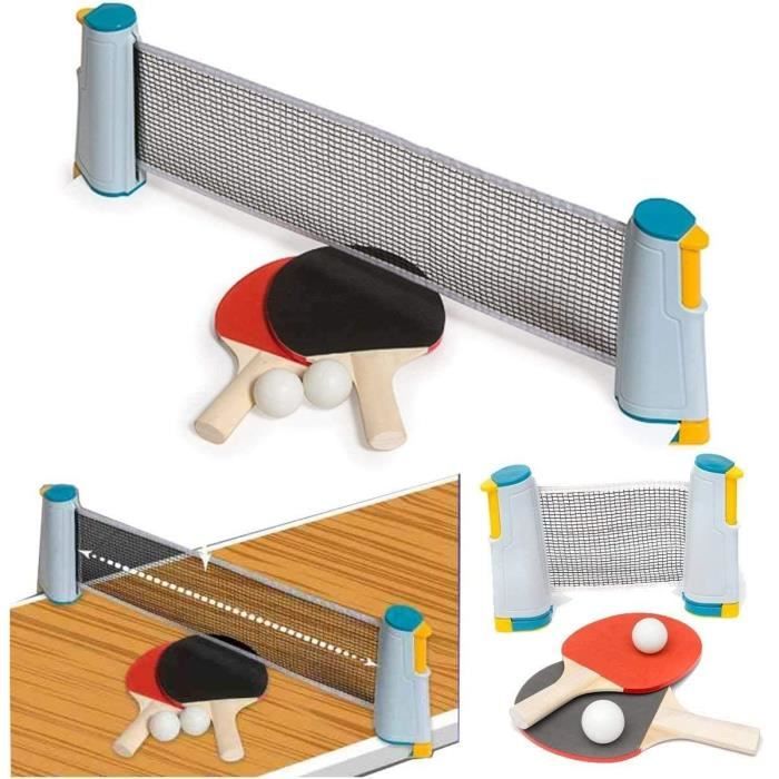 Trading Innovation Rétractable Table Tennis Portable Kit Avec / Ping Pong Balle, Raquette, Télescopique Filet Accessoires...