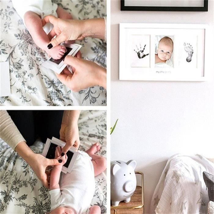 Kit Empreinte Bébé Cadre de Photo pour Souvenir la Naissance - Deux empreintes et cadre photo - Blanc T08ED