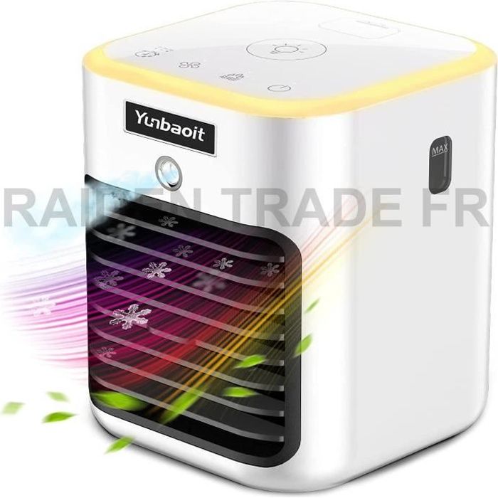 Climatiseur Mobile,5 en 1 Mini Ventilateur de Climatisation/Refroidisseur d'Air ,3 Minuterie 3 Vitesses, pour Bureau,Maison