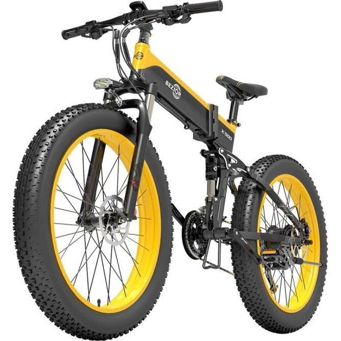 BEZIOR X500 VTT Électrique Vélo Électrique Pliant 48V 12.8Ah Batterie 500W Moteur 26 Pouces Pneu Shimano 7
