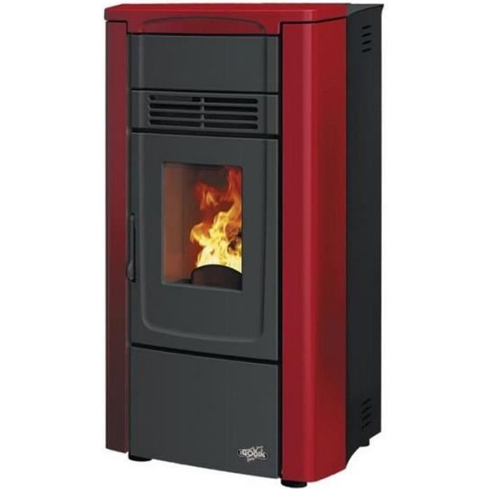 Poêle à granulés électronique 8kw bordeaux - 490025 - GODIN