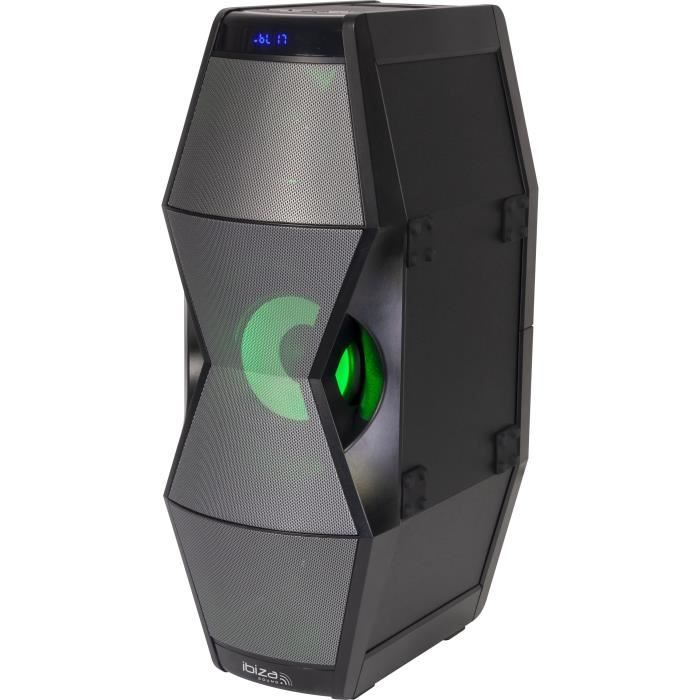 IBIZA SPLBOX450 - Enceinte bluetooth à effets de lumière à LED - Tuner FM - Ports USB et SD - Entrée AUX