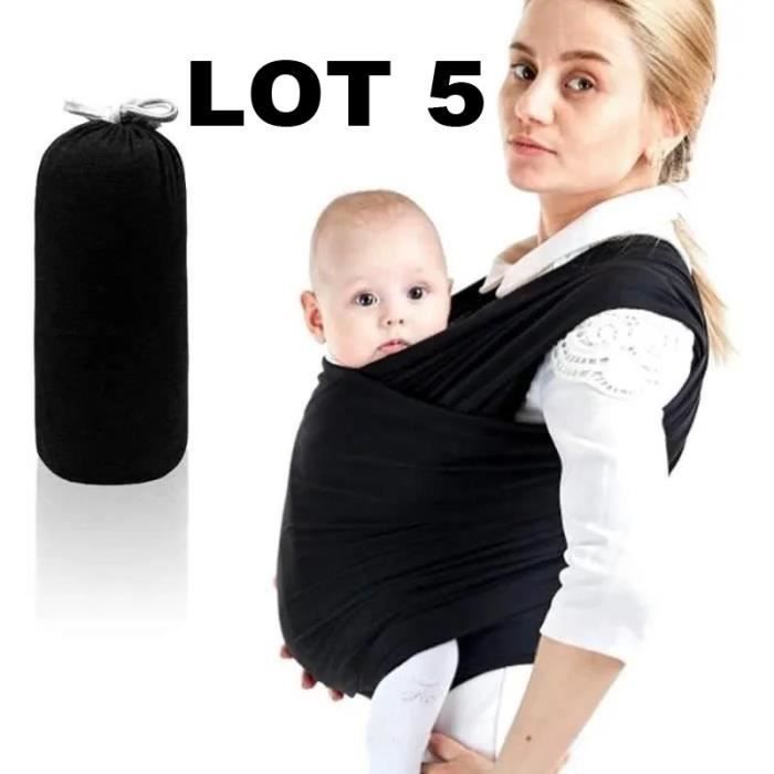 Écharpe de Portage Porte-Bébé Multifonctionnel Pour Nouveau-nés et Bébés Coton Elastique Sans Nœud Jusqu'à 15kg - Noir