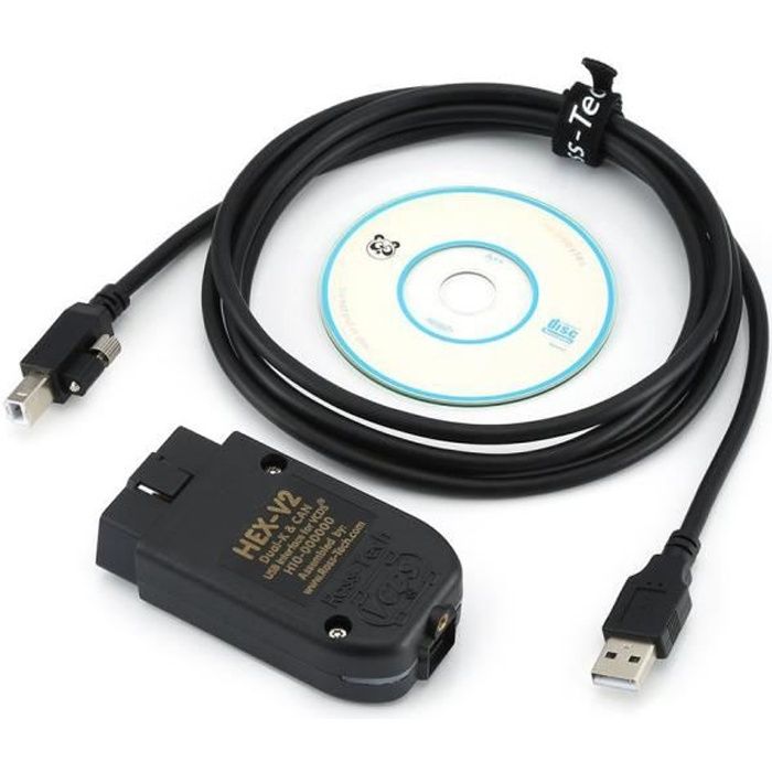 Connecteur de diagnostic sans fil Vcds Hex-V2 V2 20.4 Édition professionnelle, anglais + allemand, noir