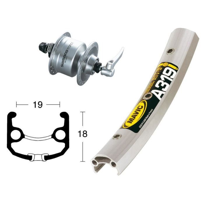Roue avant vtc 28P moyeu dynamo Shimano DH3N72 …