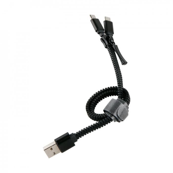 MUVIT LIFE Câble Double 2A Charge USB / Micro USB 0.35 m - Noir