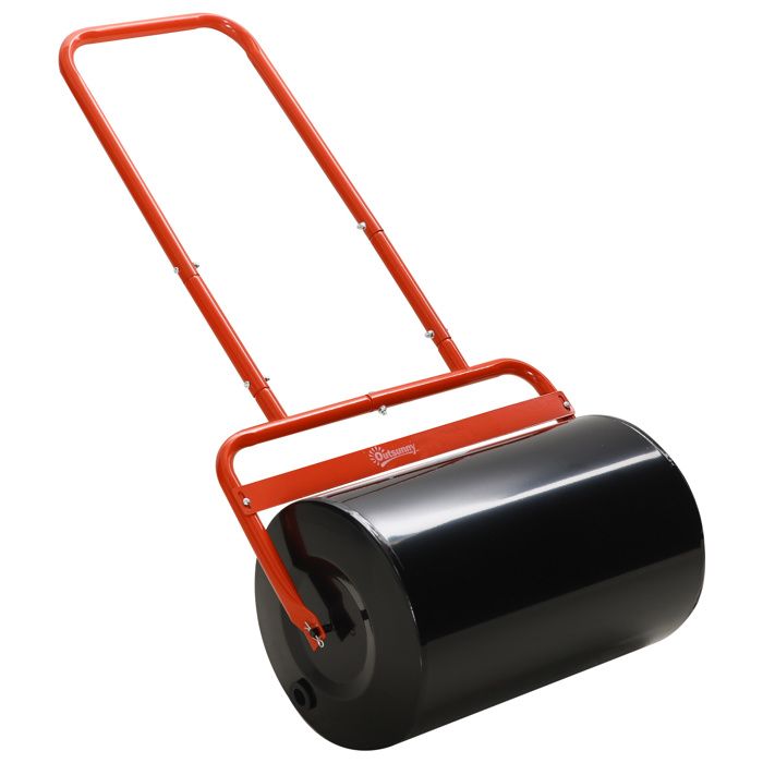Rouleau à gazon jardin en acier avec poignée dim. 59L x 32l x 107H cm lestage max. 38 L rouge noir 59x32x107cm Rouge