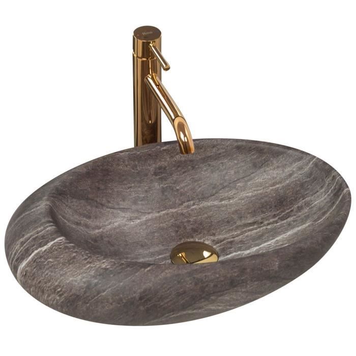 LAVABO ROXY 49CM D.GREY VASQUE CERAMIQUE STONE PIERRE IMITATION MODERNE COULEURS TOP REA