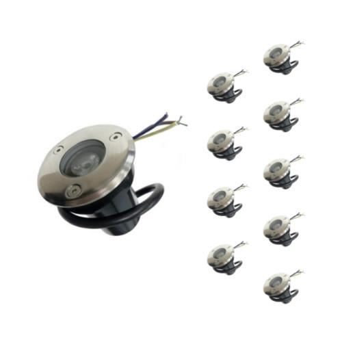 Spot Extérieur Encastrable LED IP65 220V Sol 3W 45° (Pack de 10) - Blanc Froid 6000K - 8000K