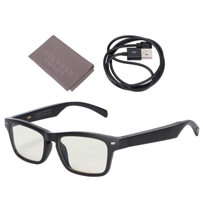 Tbest Lunettes audio Bluetooth intelligentes Lunettes intelligentes audio Bluetooth avec lentille anti-lumière bleue Lunettes