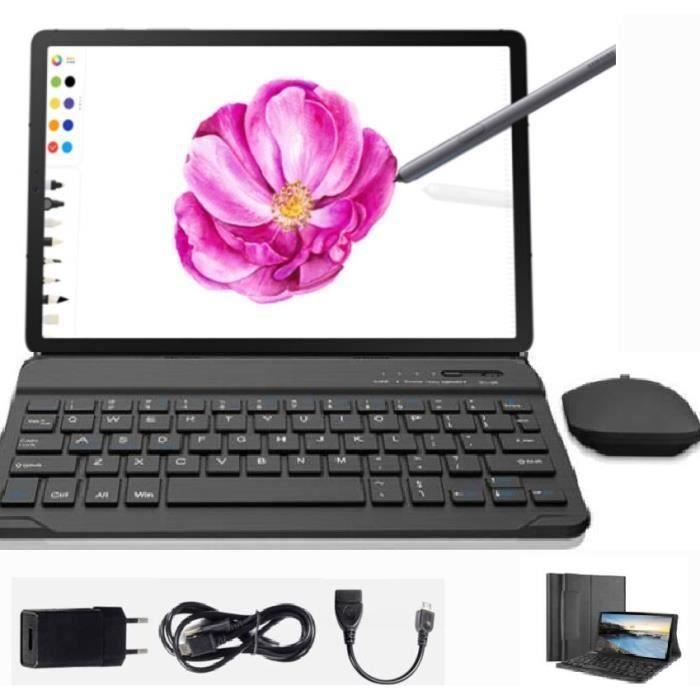 Tablette Tactile 10.1 Pouces Android Tablettes avec 64Go ROM, 4G Dual SIM Call, Dual Camera (WI-FI, Bluetooth)-Noir