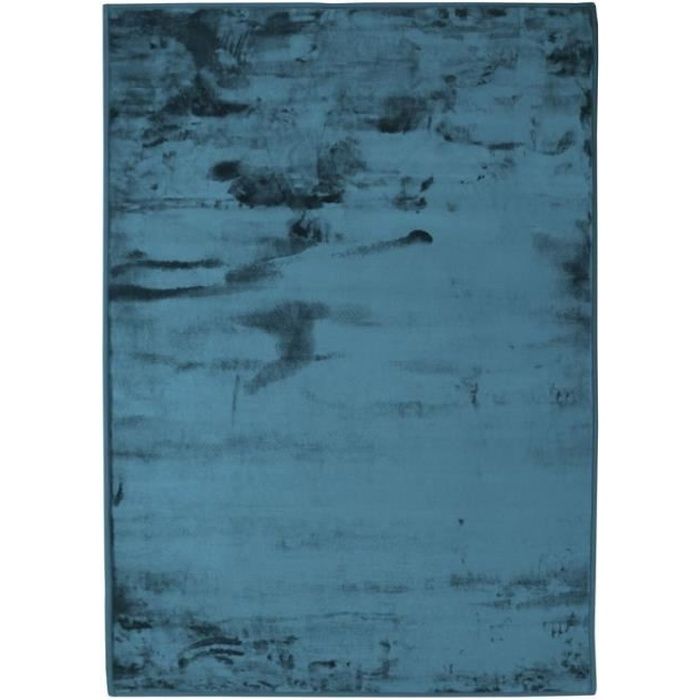 FLANELLE - Tapis extra-doux effet velours bleu foncé 160x230
