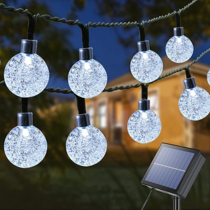 Guirlande Lumineuse Solaire D'extérieur, étanche, Idéale Pour Le Jardin Et Les Fetes De Noel Blanche 5 M 20 Led 92926906